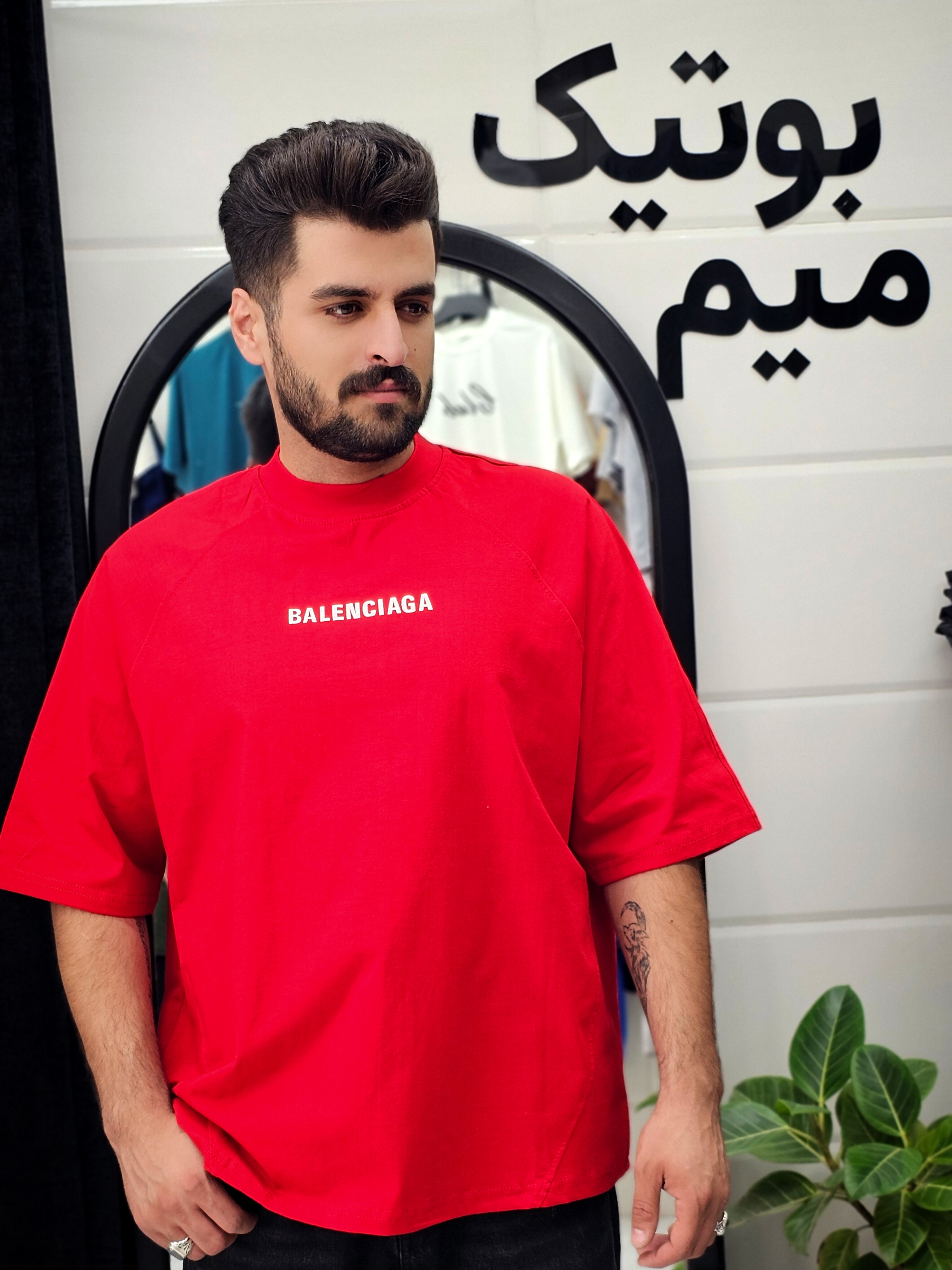 تیشرت پیش و پشت چاپ پفکی پارچه ماکان لش باکسی